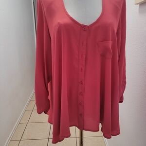 Style & Co. Coral Button-Front Flowy Blouse